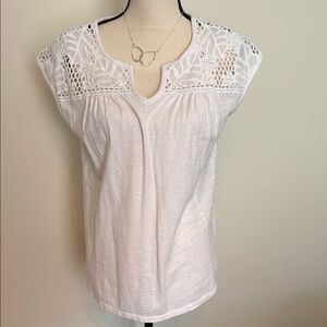 New Lilly Pulitzer White Lace Detail Women's Top